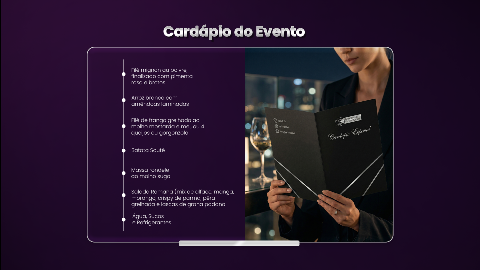 Cardápio do Evento