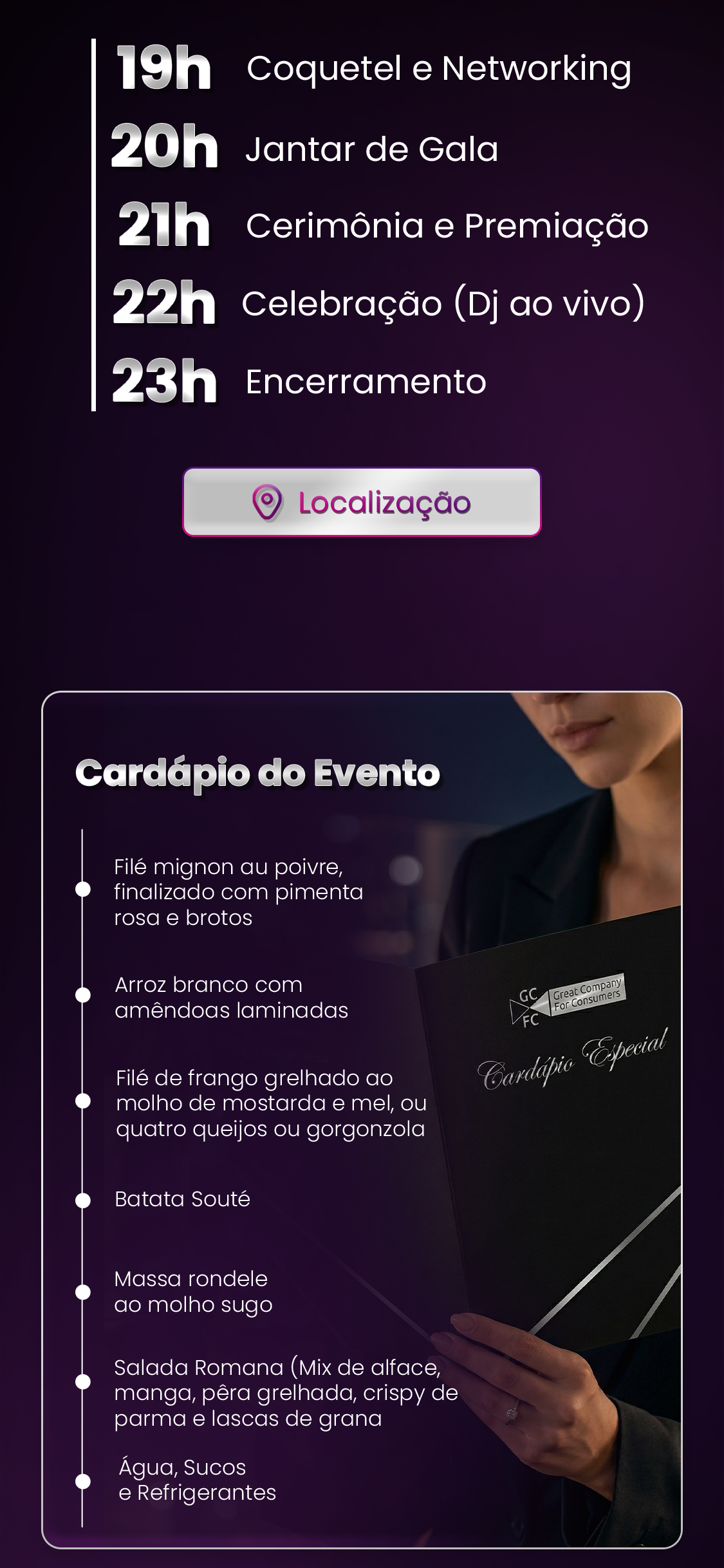 Cardápio do Evento